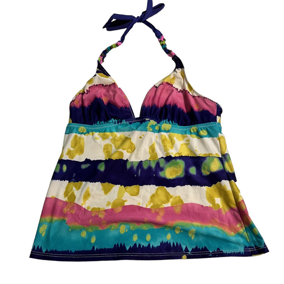 Abs Ocean Starfish Womens Two Piece Tankini Size 8 Top Size 10 Bottoms Tie-Dye - Picture 2 of 6